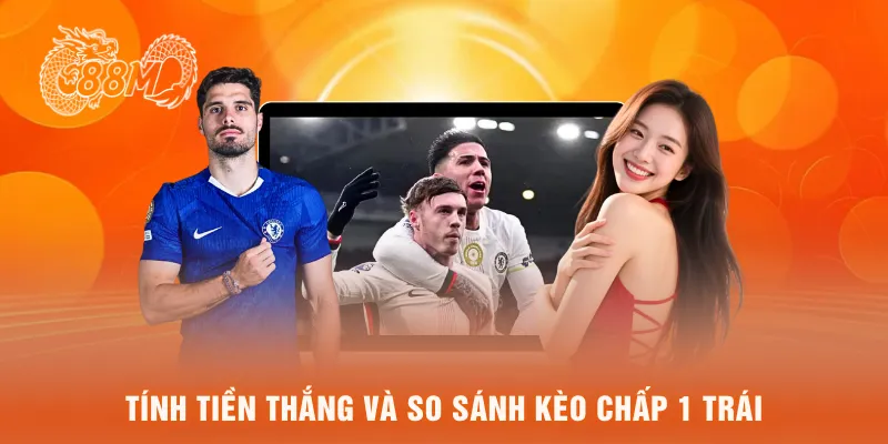 Tính tiền thắng và so sánh kèo chấp 1 trái